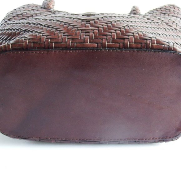 Fossil Brown Leather Woven Bag w/Crossbody Strap - Picture 3 of 4